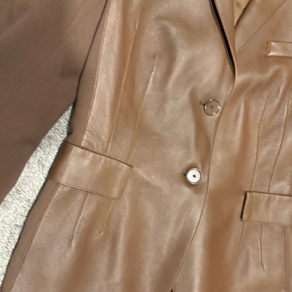 Akris Punto Mixed Media Lamb Nappa Leather Blazer Jacket Size US 8 - Picture 4 of 16